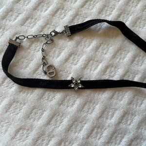 Christian Dior Choker Velor/Rhinestone Black Ladies